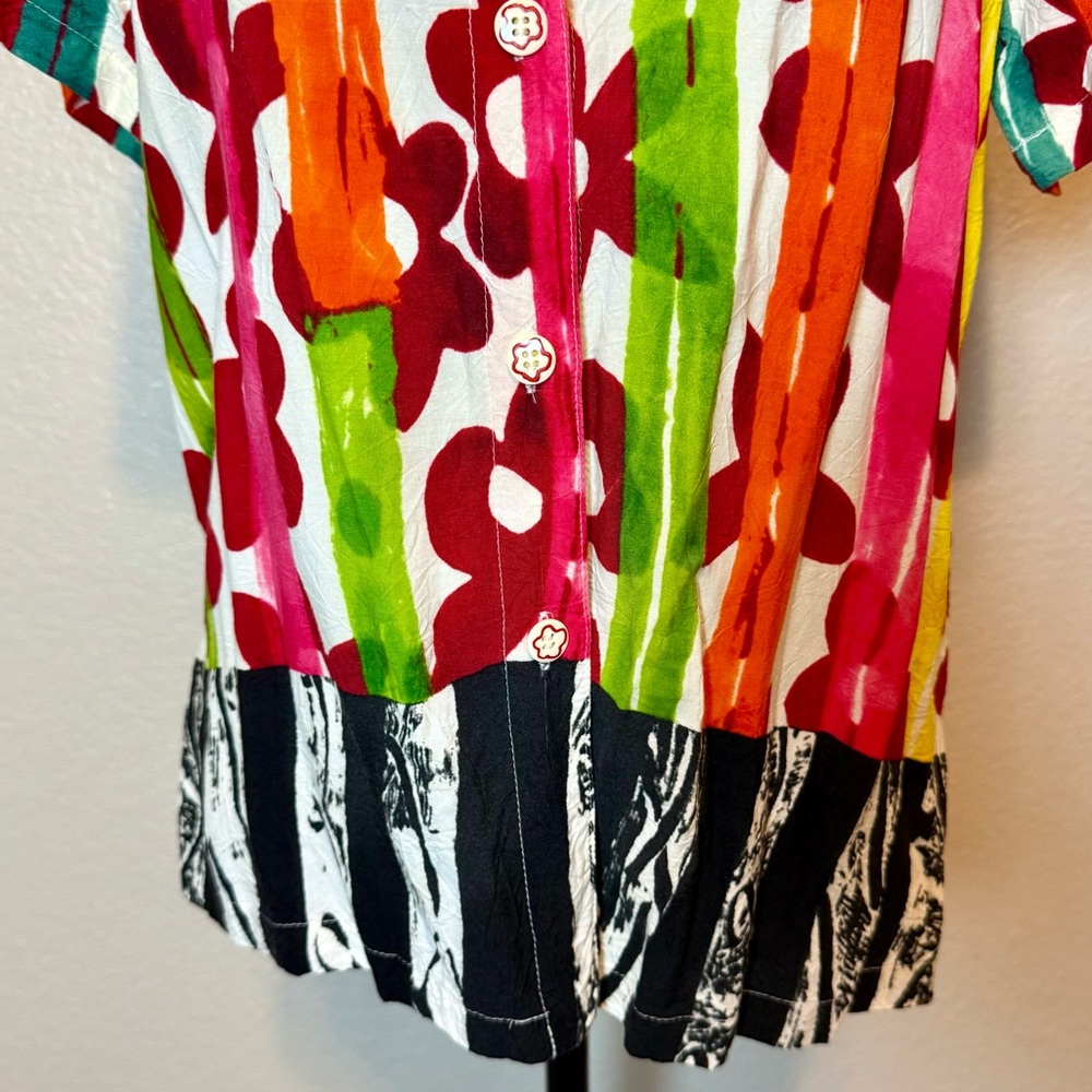 Jams World Valerian Print Button Up Top Multicolor Size Small - Picture 3 of 16